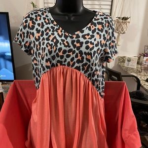 Pink cheetah print baby doll top